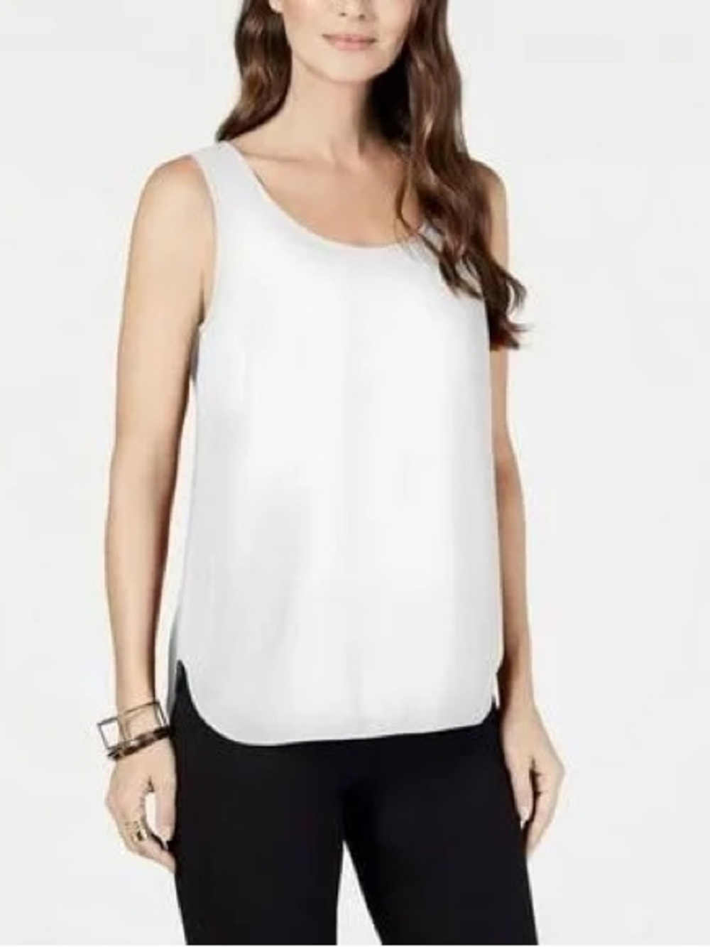 Alfani Women's Sleeveless Scoop-Neck Blouse Soft White XL